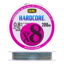 Шнур плетеный Duel Hardcore PE X8 #0,8 0,153мм 200м (5color-yellow marking)