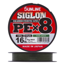Шнур плетеный Sunline Siglon PE X8 #1,7 0,223мм 150м (dark green)