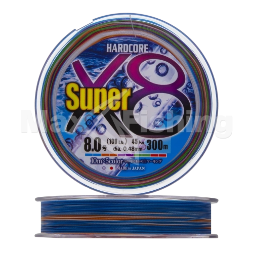 Шнур плетеный Duel Hardcore PE X8 Super #8 0,48мм 300м (5color) - 2 рис.