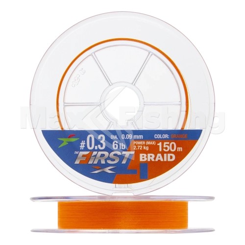 Шнур плетеный Intech First Braid X4 #0,3 0,09мм 150м (orange)