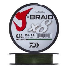 Шнур плетеный Daiwa J-Braid X8 #1,2 0,16мм 150м (dark green)