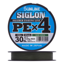 Шнур плетеный Sunline Siglon PE X4 #1,7 0,223мм 150м (dark green)