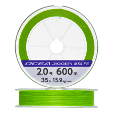 Шнур плетеный Shimano Ocea Jigger MX4 PE #2,0 0,235мм 600м (lime green)
