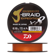 Шнур плетеный Daiwa J-Braid Expedition X8E #0,8 0,10мм 150м (smash orange)