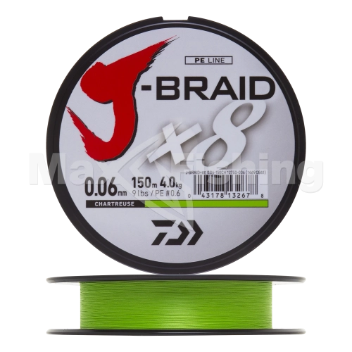 Шнур плетеный Daiwa J-Braid X8 #0,6 0,06мм 150м (chartreuse)
