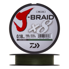 Шнур плетеный Daiwa J-Braid X8 #1,5 0,18мм 150м (dark green)
