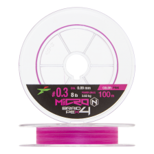 Шнур плетеный Intech Micron PE X4 #0,3 0,09мм 100м (pink)
