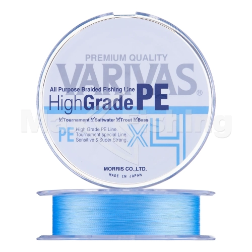 Шнур плетеный Varivas High Grade PE X4 #0,6 0,128мм 150м (water blue)