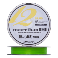 Шнур плетеный Daiwa UVF Morethan Sensor 12Braid EX +Si #0,8 0,148мм 200м (lime green)