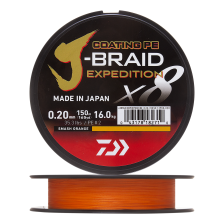 Шнур плетеный Daiwa J-Braid Expedition X8E #2,0 0,20мм 150м (smash orange)