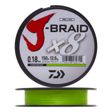 Шнур плетеный Daiwa J-Braid X8 #1,5 0,18мм 150м (chartreuse)