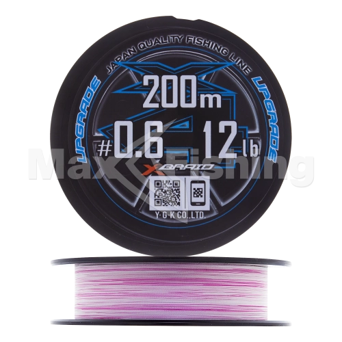 Шнур плетеный YGK X-Braid Upgrade PE X4 #0,6 0,128мм 200м (pink/white) - 2 рис.