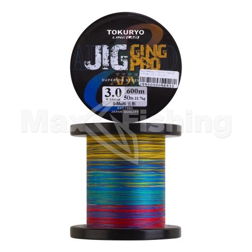 Шнур плетеный Tokuryo JiggingPro X8 PE #3,0 0,26мм 600м (5color)