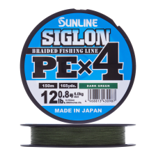 Шнур плетеный Sunline Siglon PE X4 #0,8 0,153мм 150м (dark green)