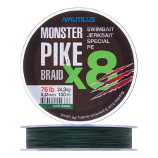 Шнур плетеный Nautilus Monster Pike Braid X8 0,38мм 150м (dark green)