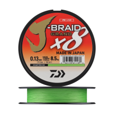 Шнур плетеный Daiwa J-Braid Grand X8E-W/SC + ножницы #1 0,13мм 135м (chartreuse)