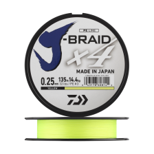 Шнур плетеный Daiwa J-Braid X4E-W/SC + ножницы #3 0,25мм 135м (yellow)
