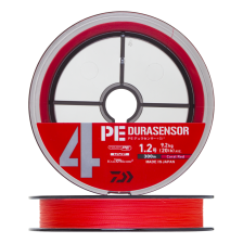 Шнур плетеный Daiwa UVF PE DuraSensor X4 +Si2 #3,0 0,285мм 300м (coral red)