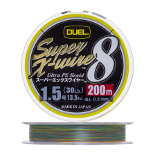 Шнур плетеный Duel PE Super X-Wire 8 #1,5 0,21мм 200м (5Color-Yellow Marking)