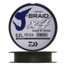 Шнур плетеный Daiwa J-Braid X4E #2,5 0,21мм 135м (dark green)