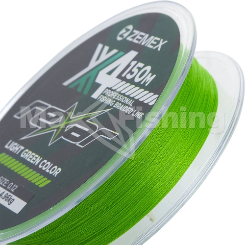 Шнур плетеный Zemex Rexar X4 0,12мм 150м (light green) - 2 рис.