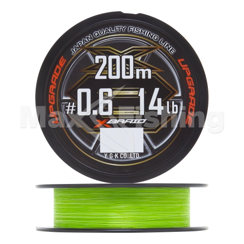 Шнур плетеный YGK X-Braid Upgrade PE X8 #0,6 0,128мм 200м (green) - 2 рис.