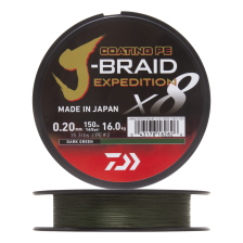 Шнур плетеный Daiwa J-Braid Expedition X8E #2,0 0,20мм 150м (dark green)