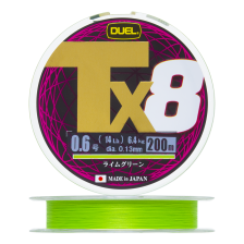 Шнур плетеный Duel PE Tx8 #0,6 0,13мм 200м (lime green)