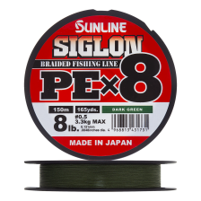 Шнур плетеный Sunline Siglon PE X8 #0,5 0,121мм 150м (dark green)